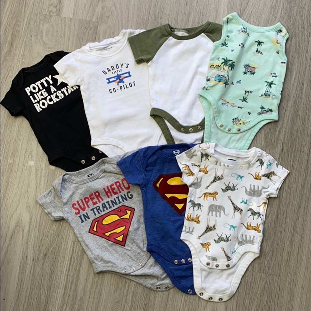 0-3 month bodysuit bundle - 7 pc